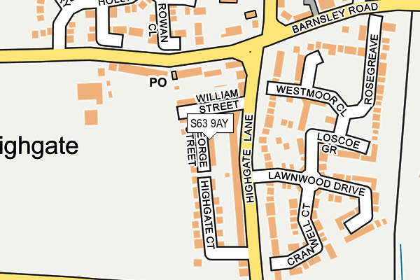 S63 9AY map - OS OpenMap – Local (Ordnance Survey)