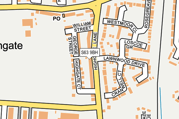 S63 9BH map - OS OpenMap – Local (Ordnance Survey)