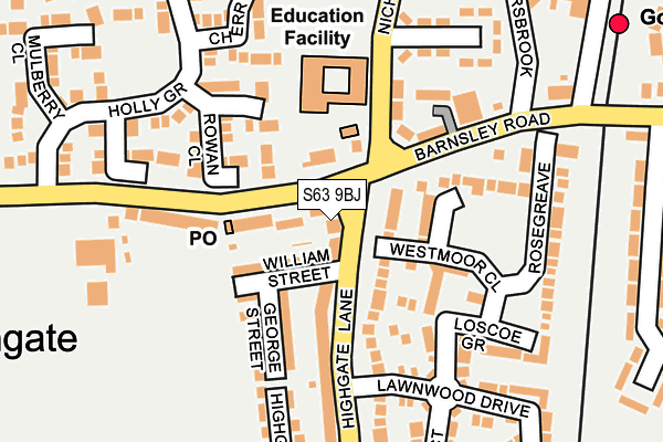 S63 9BJ map - OS OpenMap – Local (Ordnance Survey)