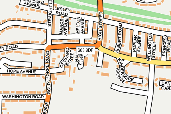 S63 9DF map - OS OpenMap – Local (Ordnance Survey)