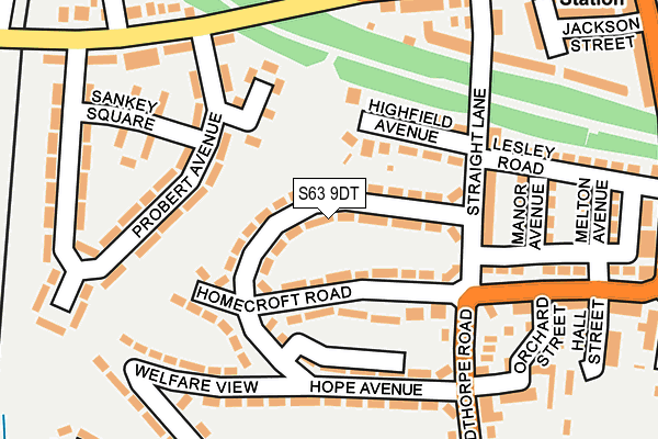 S63 9DT map - OS OpenMap – Local (Ordnance Survey)