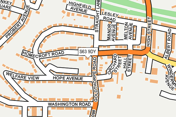 S63 9DY map - OS OpenMap – Local (Ordnance Survey)