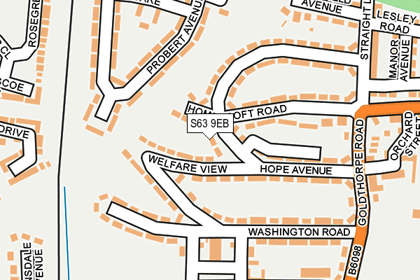 S63 9EB map - OS OpenMap – Local (Ordnance Survey)