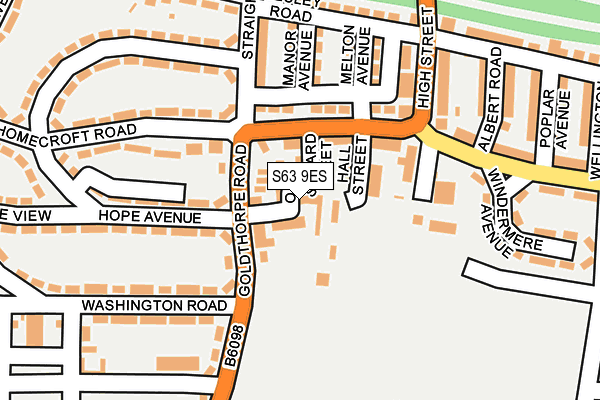 S63 9ES map - OS OpenMap – Local (Ordnance Survey)