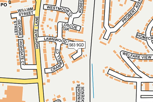 S63 9GD map - OS OpenMap – Local (Ordnance Survey)