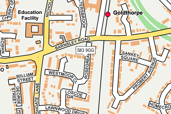 S63 9GG map - OS OpenMap – Local (Ordnance Survey)