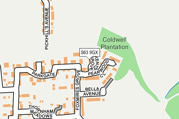 S63 9GX map - OS OpenMap – Local (Ordnance Survey)