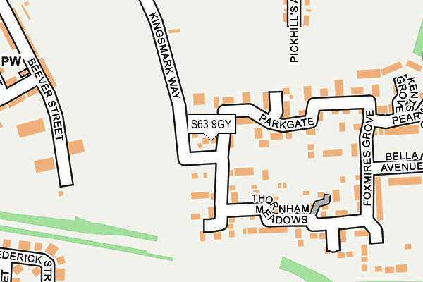 S63 9GY map - OS OpenMap – Local (Ordnance Survey)