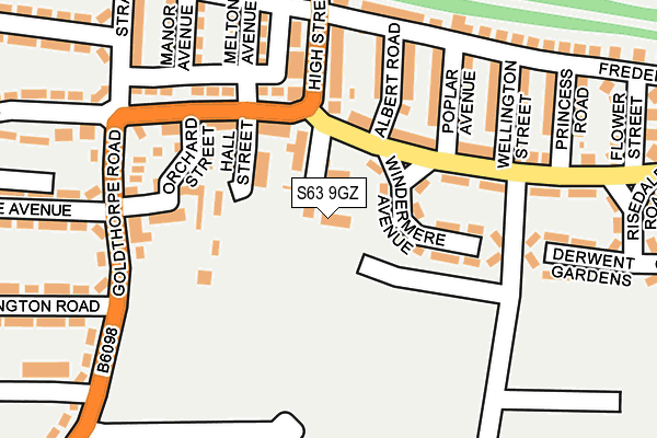 S63 9GZ map - OS OpenMap – Local (Ordnance Survey)