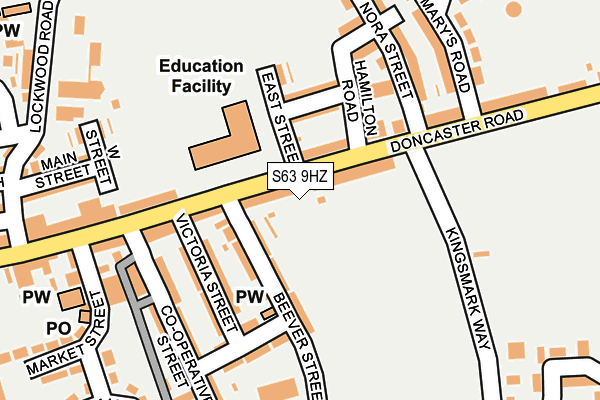 S63 9HZ map - OS OpenMap – Local (Ordnance Survey)