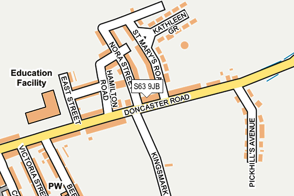 S63 9JB map - OS OpenMap – Local (Ordnance Survey)