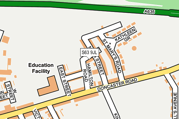 S63 9JL map - OS OpenMap – Local (Ordnance Survey)