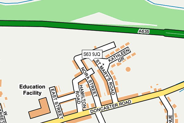 S63 9JQ map - OS OpenMap – Local (Ordnance Survey)