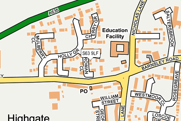S63 9LF map - OS OpenMap – Local (Ordnance Survey)