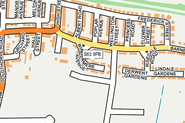 S63 9PB map - OS OpenMap – Local (Ordnance Survey)