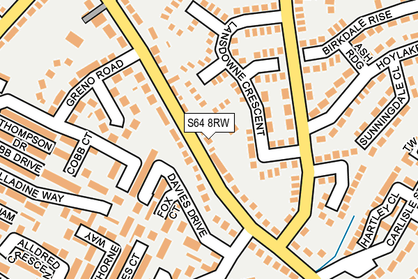 S64 8RW map - OS OpenMap – Local (Ordnance Survey)