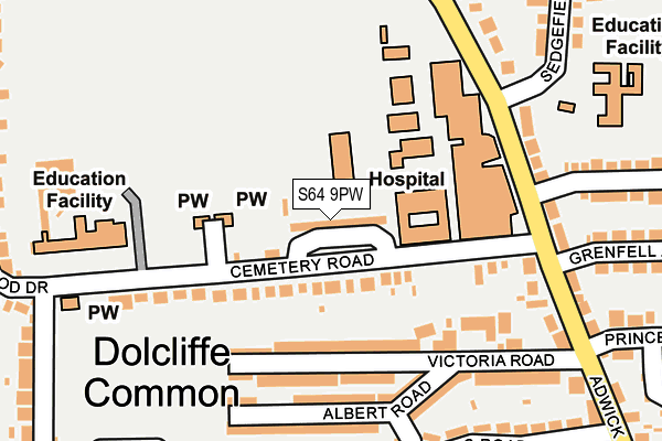 S64 9PW map - OS OpenMap – Local (Ordnance Survey)