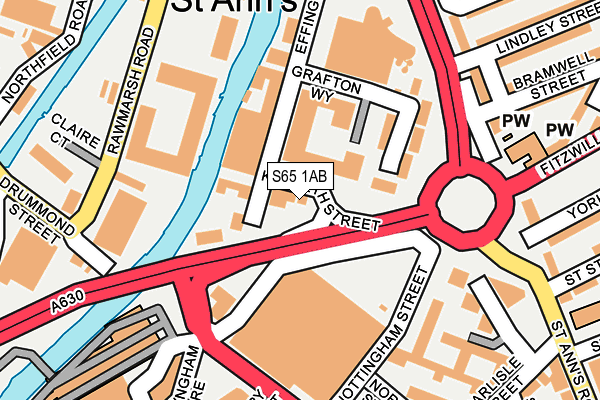 S65 1AB map - OS OpenMap – Local (Ordnance Survey)