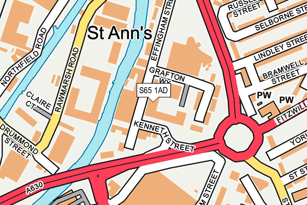 S65 1AD map - OS OpenMap – Local (Ordnance Survey)