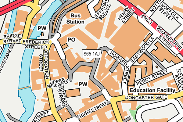 S65 1AJ map - OS OpenMap – Local (Ordnance Survey)