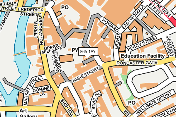 S65 1AY map - OS OpenMap – Local (Ordnance Survey)