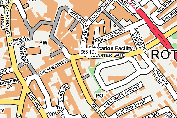 S65 1DJ map - OS OpenMap – Local (Ordnance Survey)