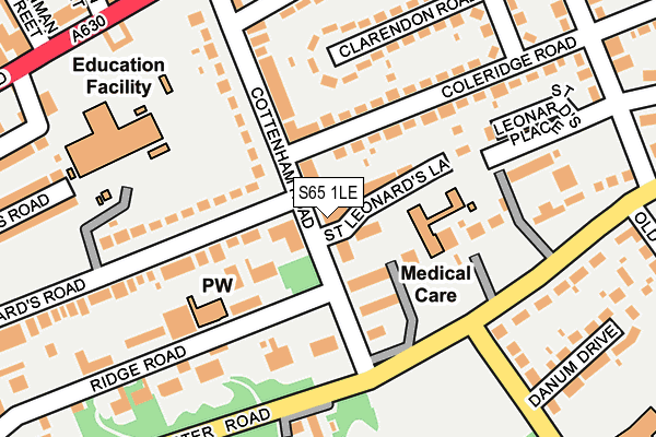 S65 1LE map - OS OpenMap – Local (Ordnance Survey)