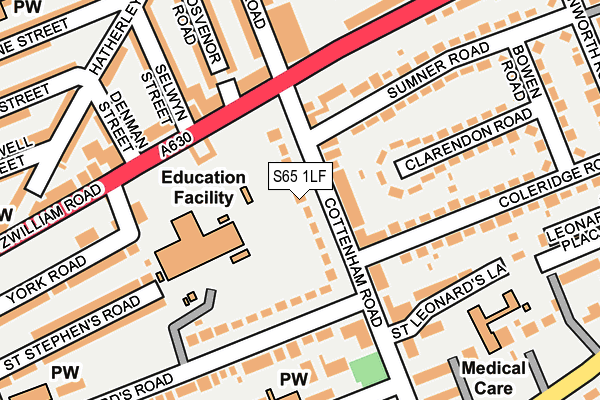 S65 1LF map - OS OpenMap – Local (Ordnance Survey)