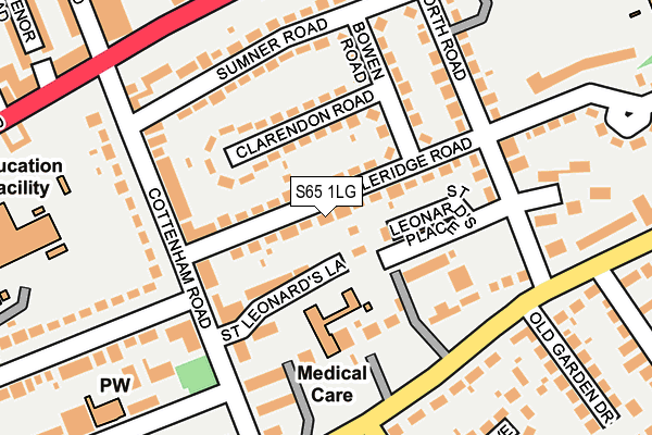 S65 1LG map - OS OpenMap – Local (Ordnance Survey)