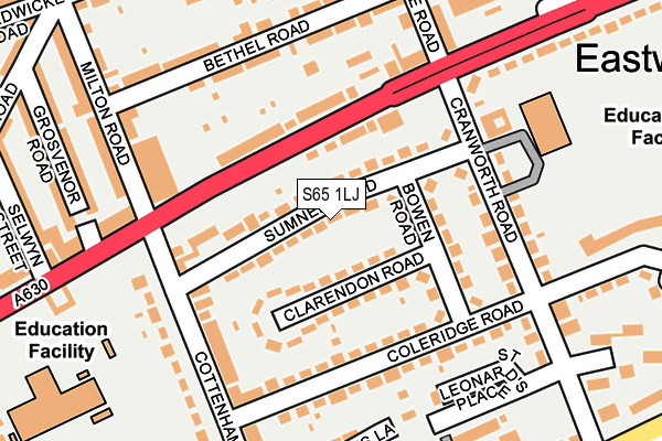 S65 1LJ map - OS OpenMap – Local (Ordnance Survey)