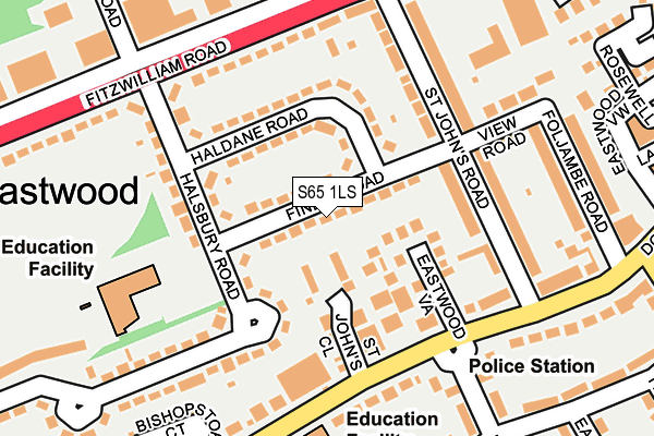 S65 1LS map - OS OpenMap – Local (Ordnance Survey)