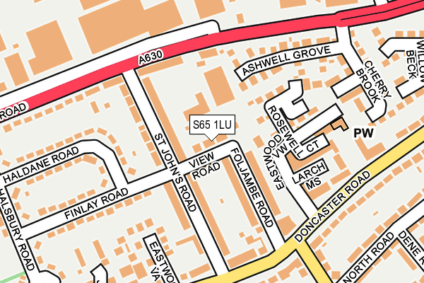 S65 1LU map - OS OpenMap – Local (Ordnance Survey)