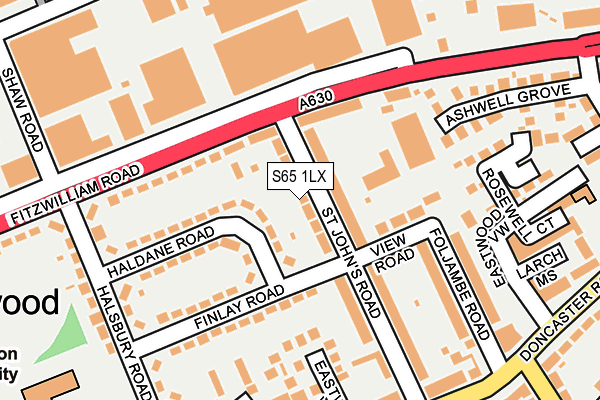 S65 1LX map - OS OpenMap – Local (Ordnance Survey)