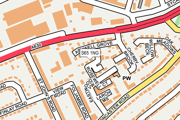 S65 1NG map - OS OpenMap – Local (Ordnance Survey)