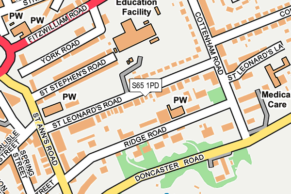 S65 1PD map - OS OpenMap – Local (Ordnance Survey)
