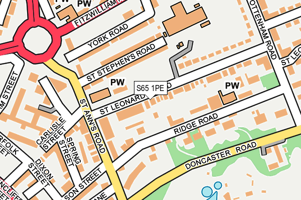 S65 1PE map - OS OpenMap – Local (Ordnance Survey)