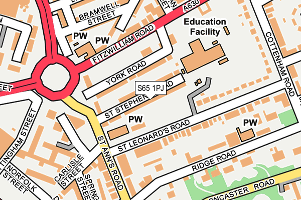 S65 1PJ map - OS OpenMap – Local (Ordnance Survey)