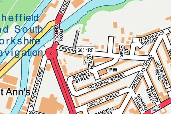 S65 1RF map - OS OpenMap – Local (Ordnance Survey)