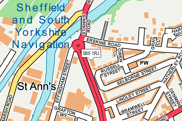 S65 1RJ map - OS OpenMap – Local (Ordnance Survey)