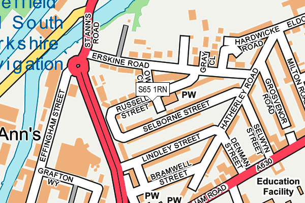 S65 1RN map - OS OpenMap – Local (Ordnance Survey)