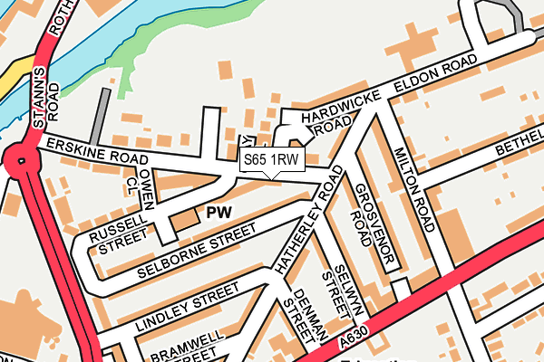 S65 1RW map - OS OpenMap – Local (Ordnance Survey)