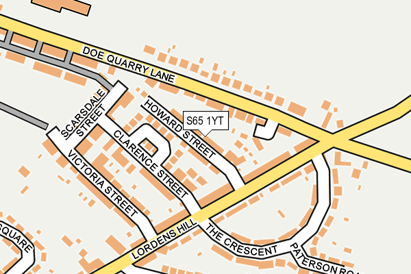 S65 1YT map - OS OpenMap – Local (Ordnance Survey)