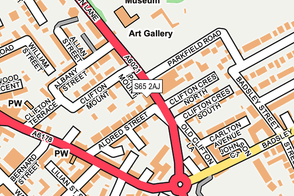 S65 2AJ map - OS OpenMap – Local (Ordnance Survey)