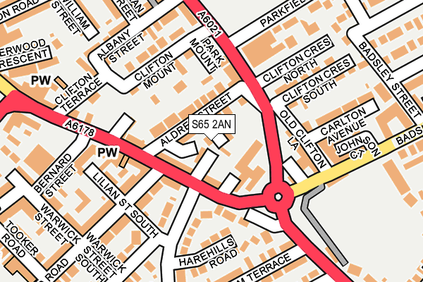 S65 2AN map - OS OpenMap – Local (Ordnance Survey)