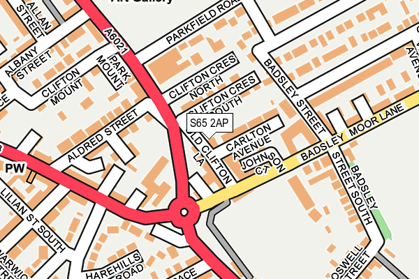 S65 2AP map - OS OpenMap – Local (Ordnance Survey)