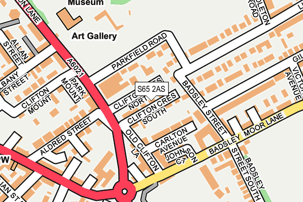 S65 2AS map - OS OpenMap – Local (Ordnance Survey)