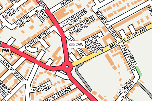 S65 2AW map - OS OpenMap – Local (Ordnance Survey)