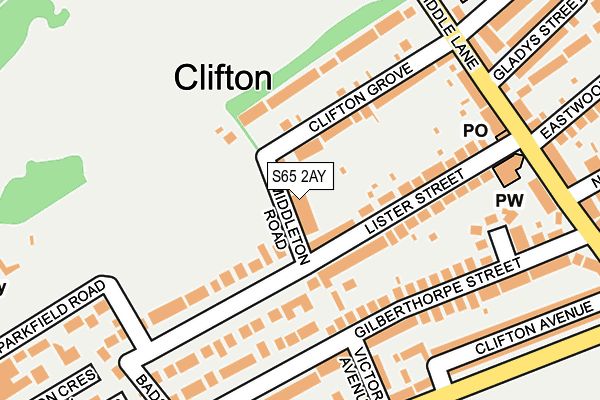 S65 2AY map - OS OpenMap – Local (Ordnance Survey)