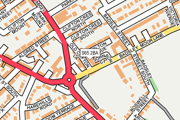 S65 2BA map - OS OpenMap – Local (Ordnance Survey)