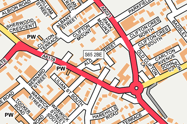 S65 2BE map - OS OpenMap – Local (Ordnance Survey)